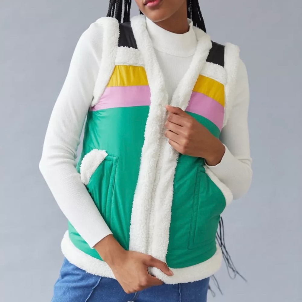 BDG Urban Outfitters NWOT Nylon Sherpa Vest (L) - Picture 2 of 14